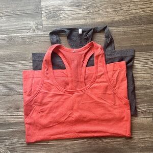 Lululemon Swiftly Women's Vibrant Red and Charcoal Tank Tops